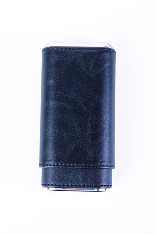 Cohiba Siyah-Gümüş Üçlü Deri Puro Kılıfı