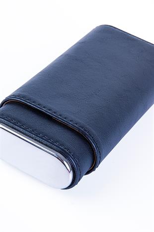 Cohiba Siyah-Gümüş Üçlü Deri Puro Kılıfı