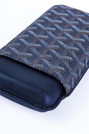 Cohiba Siyah Kahverengi Desenli Üçlü Deri Puro Kılıfı