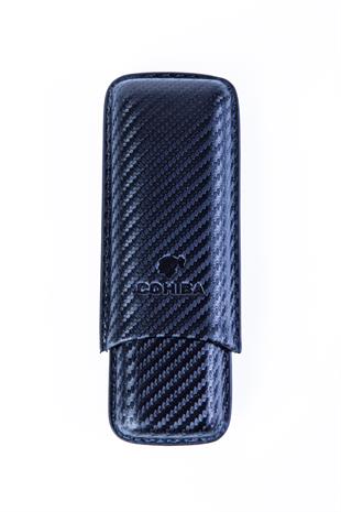 Cohiba Siyah Karbon Desenli İkili Deri Puro Kılıfı