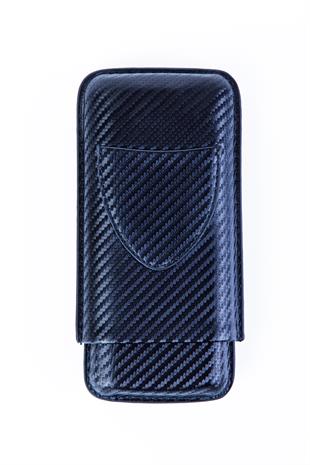 Cohiba Siyah Kesici Bölmeli Karbon Desenli Üçlü Deri Puro Kılıfı