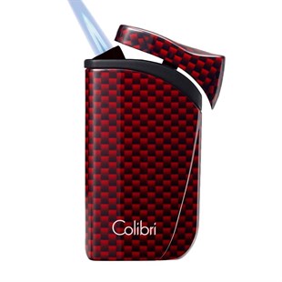 Colibri Falcon Tek Torch Pürmüz Karbon Desenli Kırmızı Puro Çakmağı
