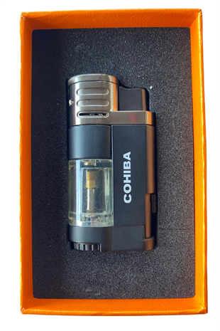 Cohiba 4 Torch Pürmüz Siyah-Gümüş Puro Çakmağı