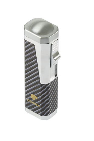 Cohiba 3 Torch Pürmüz Karbon Desenli Gümüş Metal Puro Çakmağı