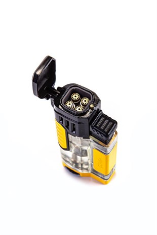 Cohiba Dört Torch Pürmüz Şeffaf Sarı Desenli Puro Çakmağı