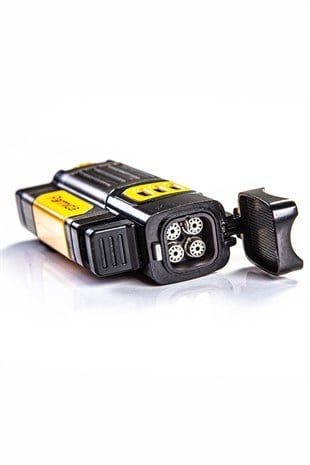 Parmida Dört Torch Pürmüz Sarı-Siyah Puro Çakmağı