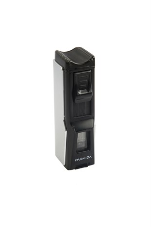 Parmida Dört Torch Pürmüz Gümüş-Siyah Puro Çakmağı