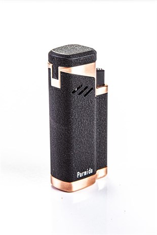 Parmida Dört Torch Pürmüz Siyah-Gold Puro Çakmağı