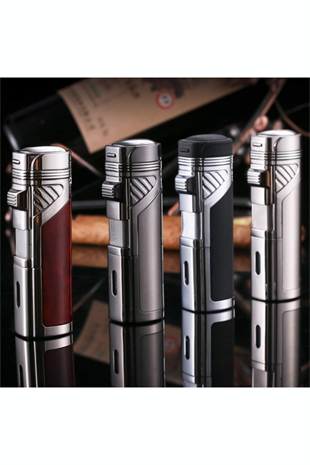 Promise 4 Torch Pürmüz Bordo Gümüş Dahili Delicili Metal Puro Çakmağı