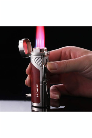 Promise 4 Torch Pürmüz Bordo Gümüş Dahili Delicili Metal Puro Çakmağı