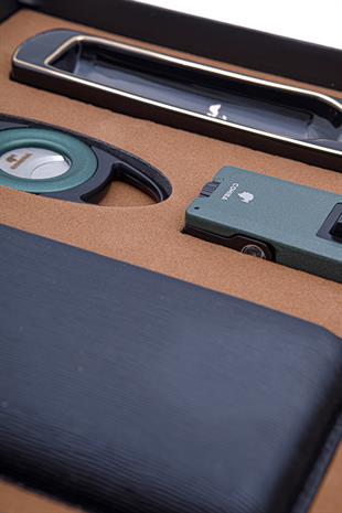 Cohiba Çakmak Kesici Kılıf Küllük Dörtlü Yeşil - Siyah Puro Seti