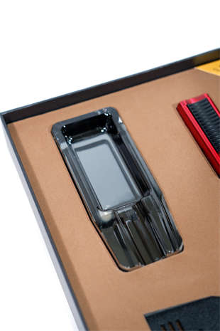 Cohiba Çakmak Kesici Küllük Sehpa Siyah-Kırmızı Dörtlü Puro Seti