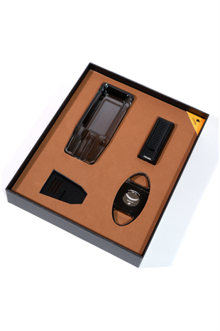 Cohiba Çakmak Kesici Küllük Sehpa Siyah Dörtlü Puro Seti