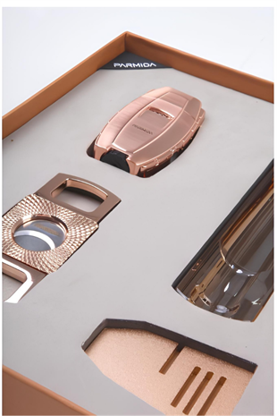 Parmida Çakmak Kesici Küllük Sehpa Bronz Dörtlü Puro Seti