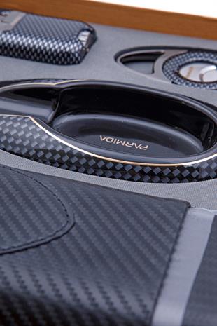 Parmida Çakmak Kesici Kılıf Küllük Dörtlü Karbon Desenli Puro Seti