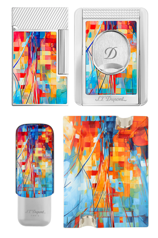 S.T. Dupont Graffty Çakmak Kesici Kılıf Küllük Dörtlü Puro Seti