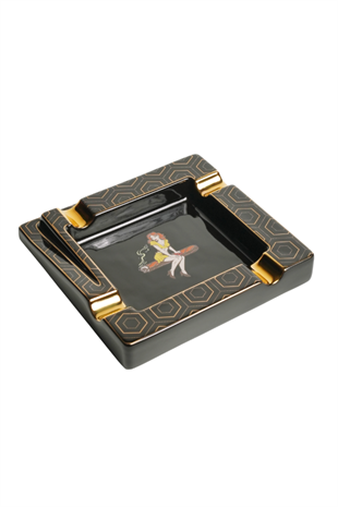 Firebird Cigar Lady Siyah-Gold Dörtlü Porselen Puro Küllüğü
