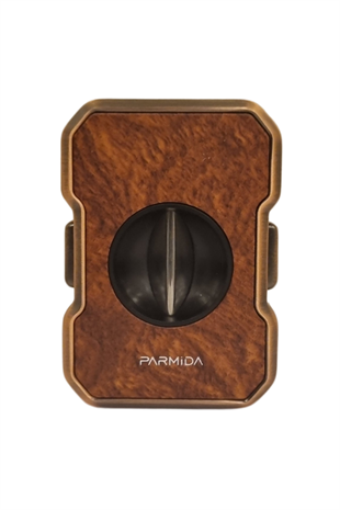 Parmida Bronz Ahşap Desenli Metal Puro Makası Kesici