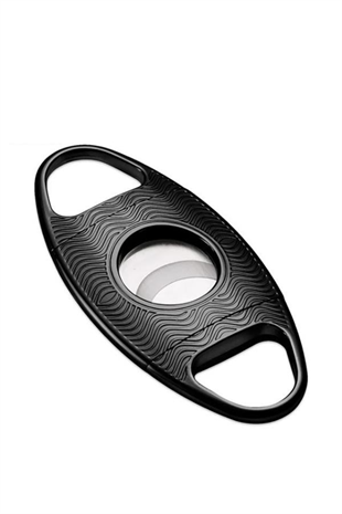 PQ Siyah İşlemeli Desenli Metal Puro Makası Kesici