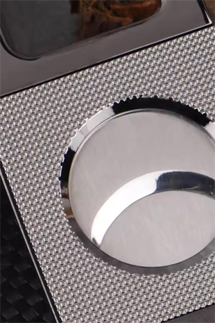 PQ Gümüş Köşeli Desenli Metal Puro Makası Kesici