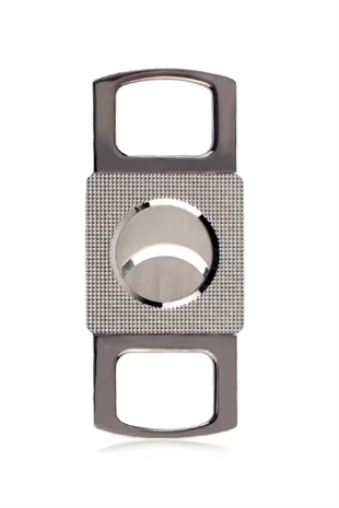 PQ Gümüş Köşeli Desenli Metal Puro Makası Kesici