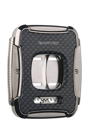 Quantoro Gunmetal Karbon Desenli Açık Çark Görünümlü Giyotin Puro Makası Kesici