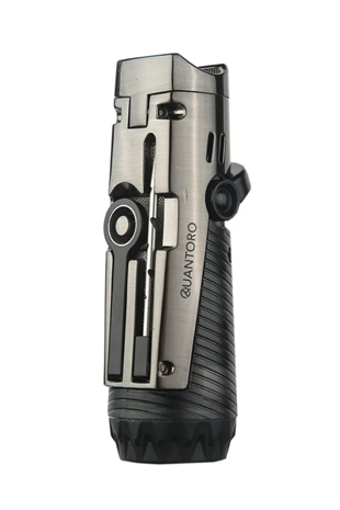 Quantoro 3 Torch Pürmüz Gunmetal Delici & İğneli Metal Puro Çakmağı
