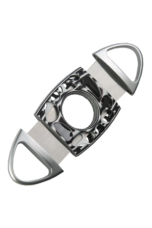 Quantoro Cnc İşlemeli Gümüş Beyaz Metal Puro Makası Kesici