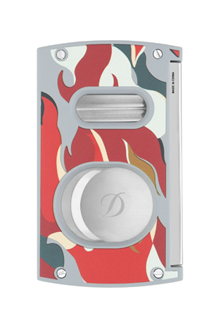 S.T. Dupont Camo Kamuflaj Desenli Kırmızı Düz & V Puro Makası Kesici 3451R