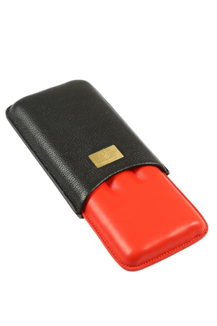 Guevara Kırmızı-Siyah Üçlü Deri Puro Kılıfı