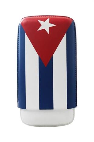 Guevara Küba Bayraklı Üçlü Deri Puro Kılıfı