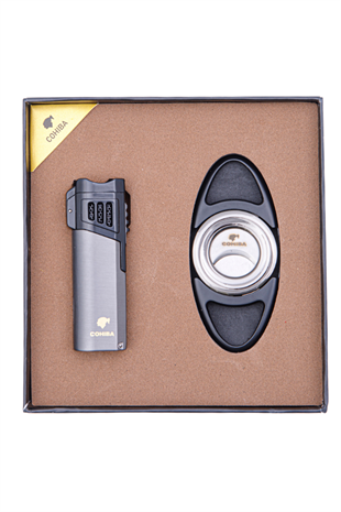 Cohiba Çakmak Kesici İkili Gunmetal Puro Seti