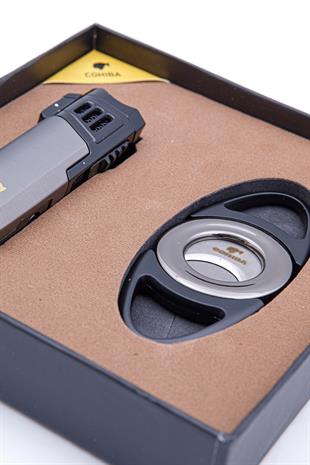 Cohiba Çakmak Kesici İkili Gunmetal Puro Seti