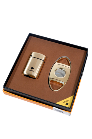 Cohiba Çakmak Kesici İkili Gold Puro Seti