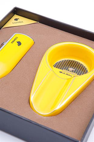 Cohiba Çakmak Kesici İkili Sarı Puro Seti