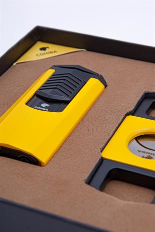 Cohiba Çakmak Kesici İkili Sarı - Siyah Puro Seti