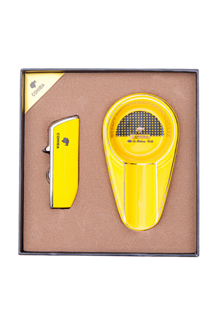 Cohiba Çakmak Kesici İkili Sarı Puro Seti