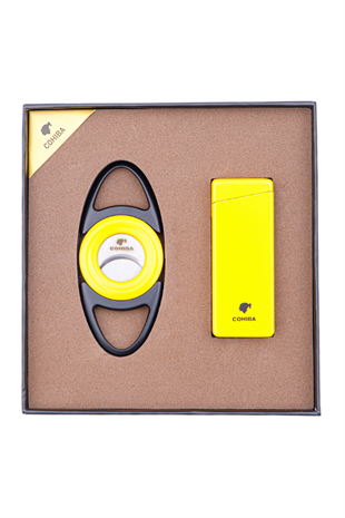 Cohiba Çakmak Kesici İkili Sarı - Siyah Puro Seti