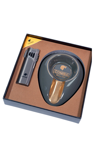 Cohiba Çakmak Küllük İkili Gunmetal Puro Seti