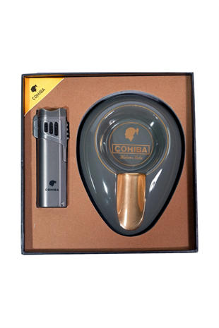 Cohiba Çakmak Küllük İkili Gunmetal Puro Seti