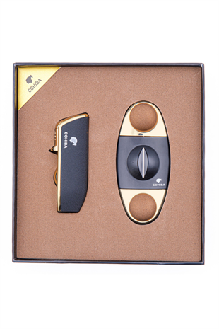 Cohiba Çakmak Kesici İkili Gold - Siyah Puro Seti