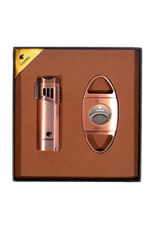 Cohiba Çakmak Kesici İkili Bronz Puro Seti
