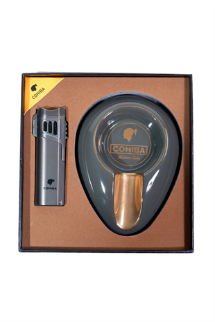 Cohiba Çakmak Küllük İkili Gunmetal Puro Seti