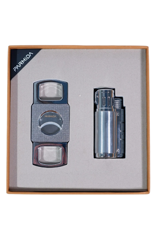 Parmida Çakmak Kesici İkili Gümüş Puro Seti