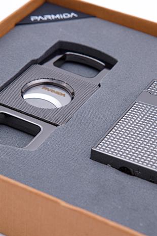 Parmida Çakmak Kesici İkili Gunmetal Puro Seti