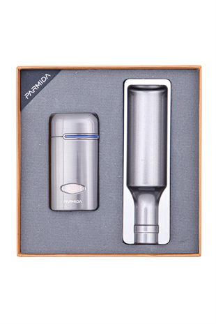 Parmida Çakmak Küllük İkili Gunmetal Puro Seti