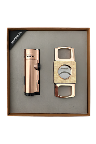 Parmida Çakmak Kesici Bronz İkili Puro Seti