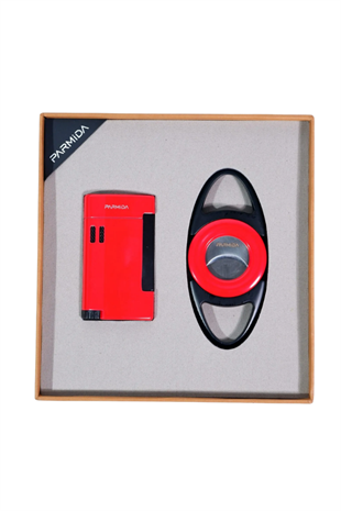 Parmida Çakmak Kesici İkili Kırmızı-Siyah Puro Seti