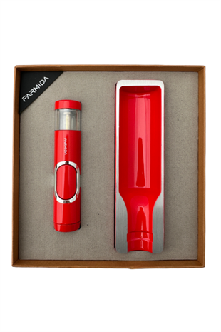 Parmida Kırmızı Çakmak Küllük İkili Puro Seti