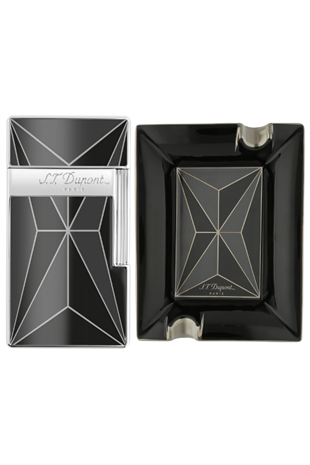 S.T. Dupont Fire x Black Siyah Çakmak Küllük İkili Puro Seti